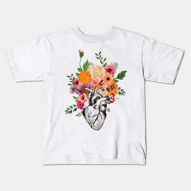 Flowers heart Kids T-Shirt by asperillafdz